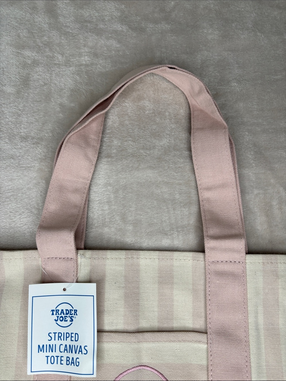 Trader Joe’s Lavender/Baby Pink Mini Striped Tote Bag - Picture 3 of 5